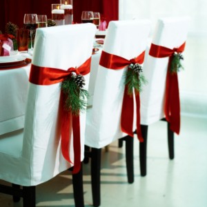 Dining chairs decked out for the holidays. More in this series.